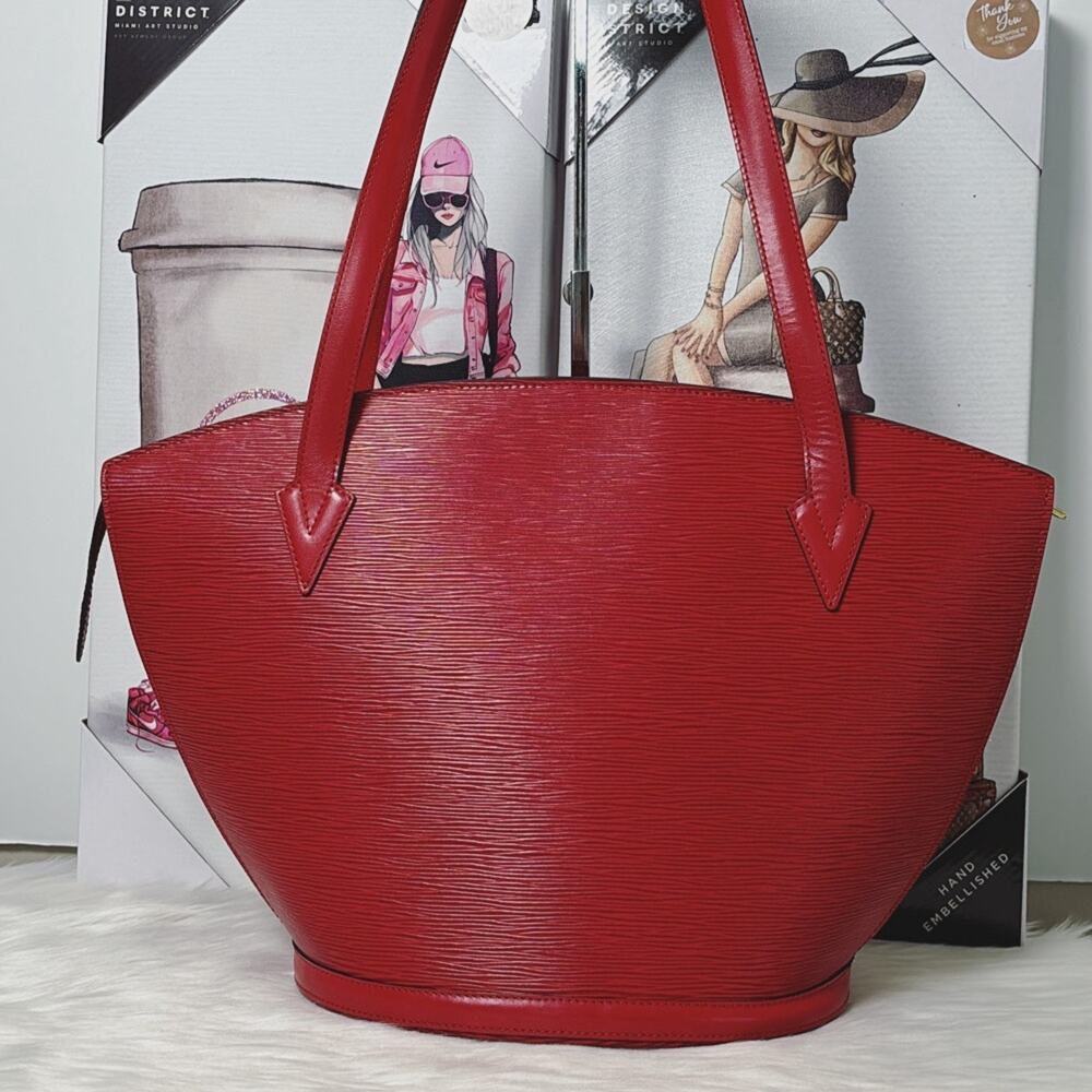 Louis Vuitton Red Epi Leather Tote with Structured Top Handles - Picture 2 of 13